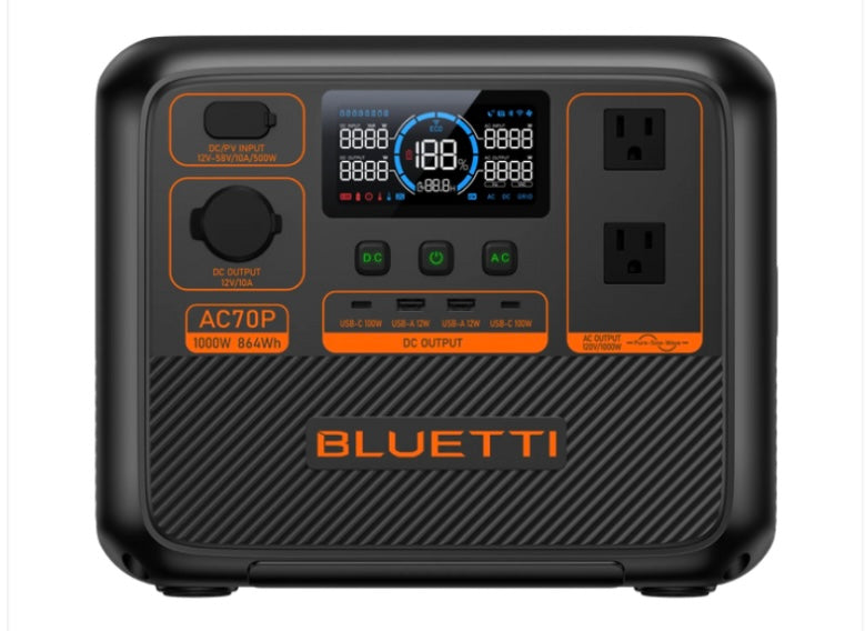 BLUETTI AC70P Bateria Solar Portatil | 1000W 864Wh